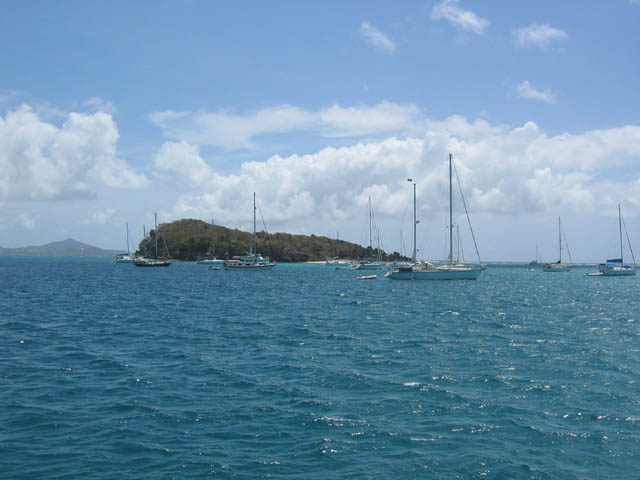 5-31-06 Tobago Cays- anchorage with Baradol island